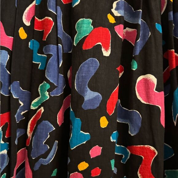 Vintage Saks Fifth Avenue Size Medium Bright Colorful Abstract Linen Blend Skirt - Picture 4 of 11
